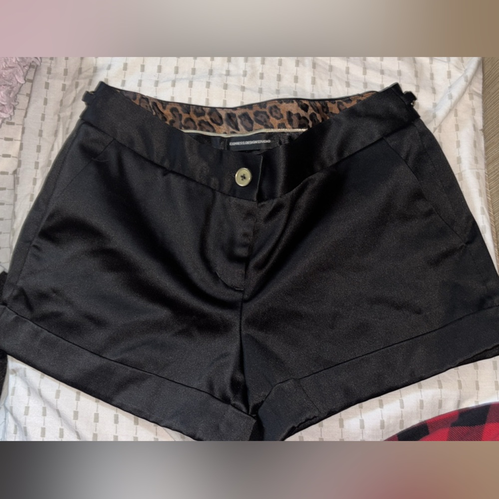 Express Black Satin Shorts